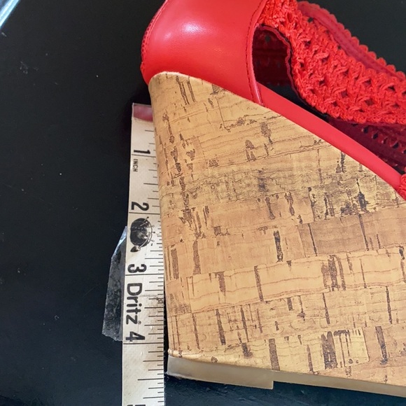 IMPO "Valdis" Red Orange Strap Cork Wedges Size 9.5 - Picture 7 of 10